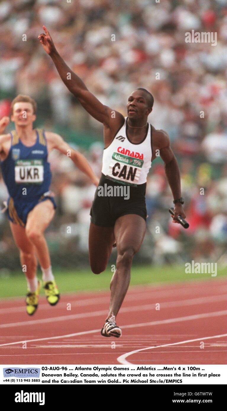 Athletics - 1996 Summer Olympics Atlanta - Men's 4x100m Relay - Final - Centennial Olympic Stadium Stock Photo