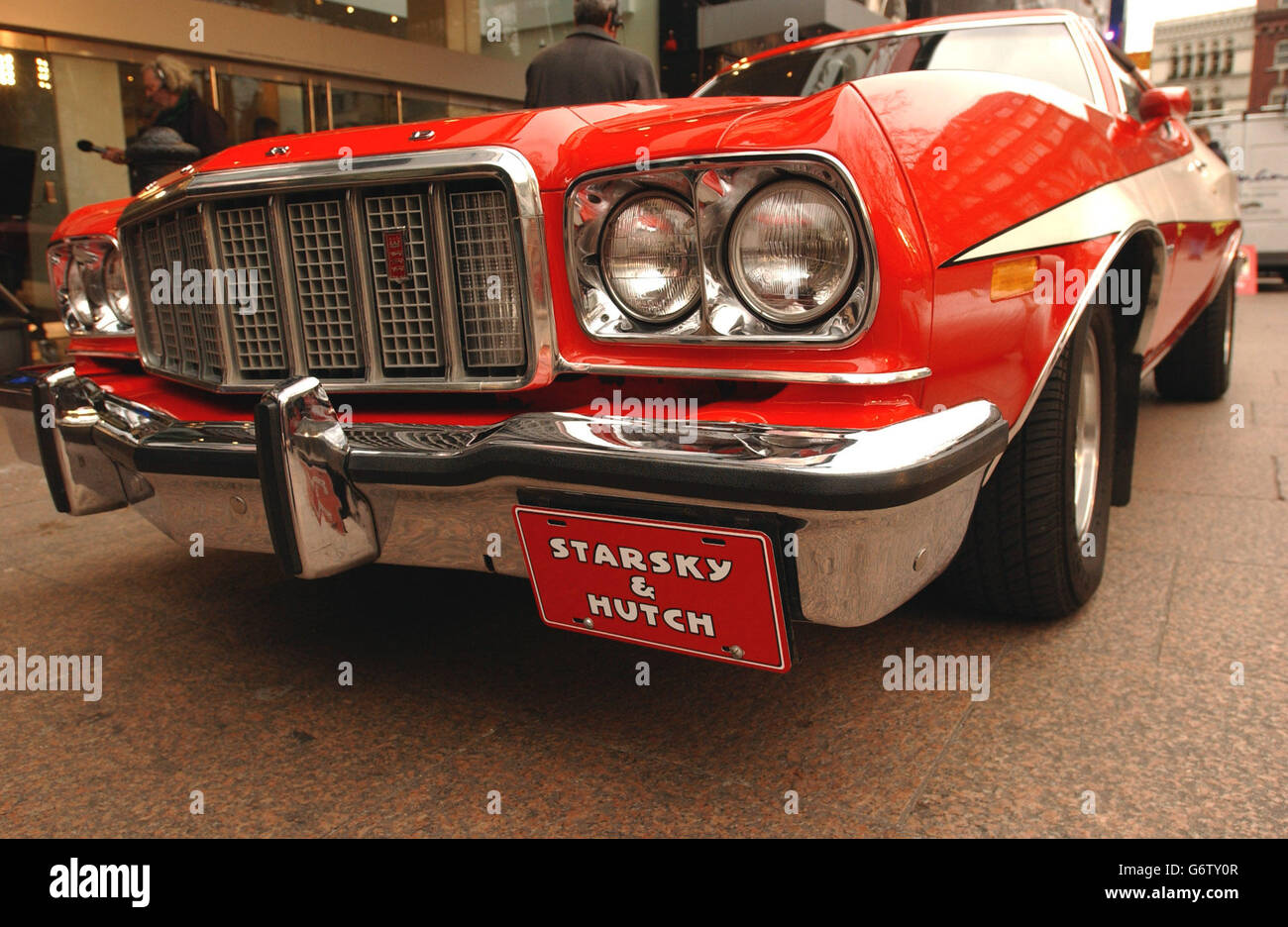 A Ford Gran Torino outside the UK premiere of Starsky & Hutch at the Odeon Cinema in Leicester Square, central London. Stock Photo
