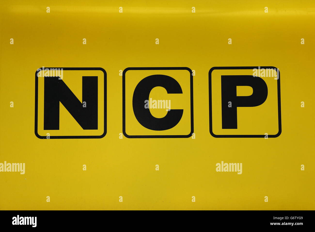 Parking stock. An NCP car park sign in London. Stock Photo
