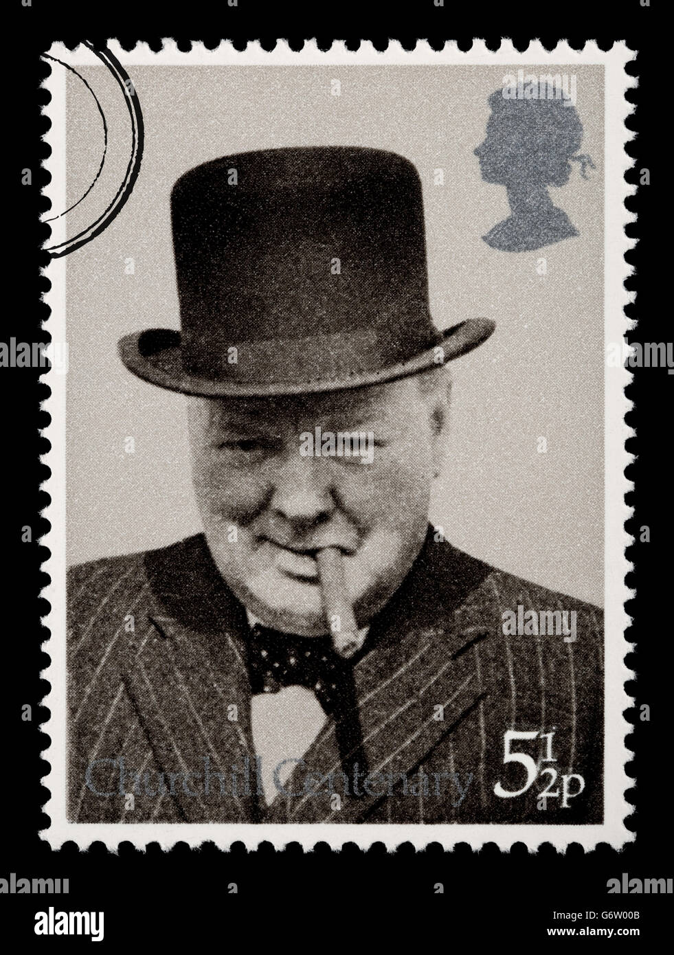 A Postage Stamp Of Winston Churchill Of Great Britain Stock Photo