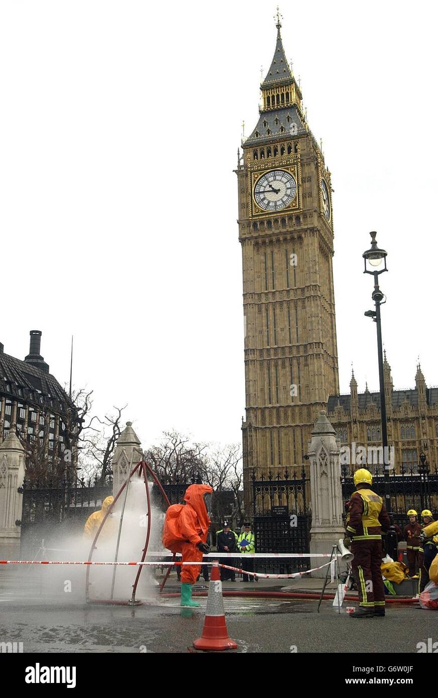 Chemical spillage in Parliament Square Stock Photo