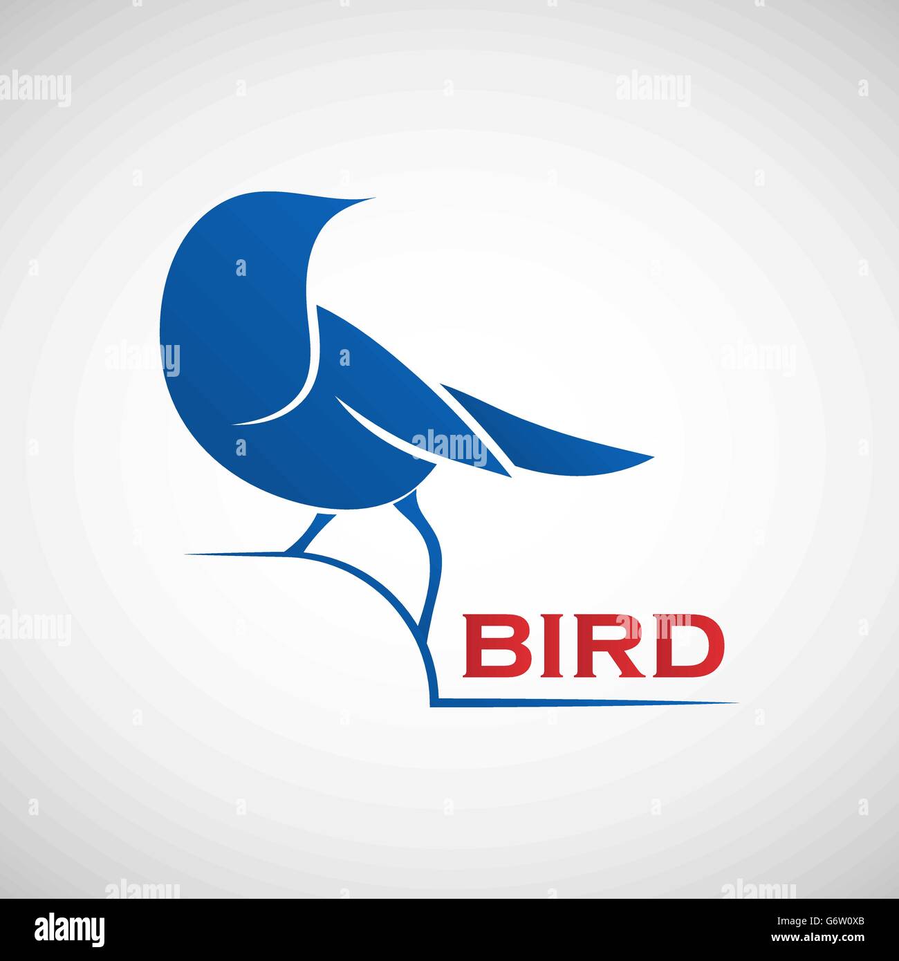 Abstract blue bird logo template. Vector illustration of sparrow as a symbol of creativity, joy, friendliness and community Stock Vector
