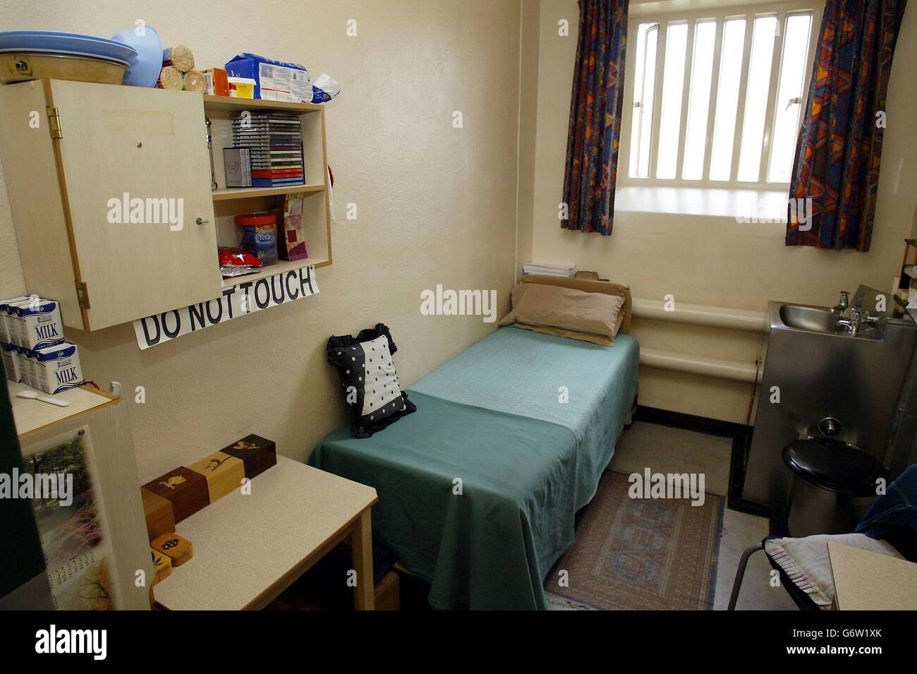 The standard cell D-wing at Wakefield Prison, West Yorkshire. Prison staff at Wakefield, which holds 570 inmates, 70% of whom are serving life and 20% serving 10 years or more, were criticised for their 'disrespectful' attitude to offenders in their care. Chief Inspector of Prisons Anne Owers found there was an 'extremely high' number of complaints from inmates about bullying, although they added that procedures to deal with the complaints were thorough. Stock Photo