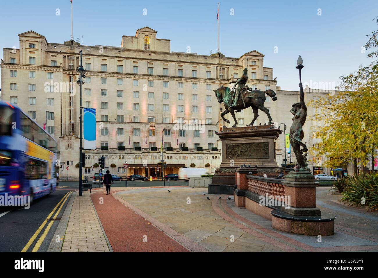 City Square is a paved open area in Leeds city center in West Yorkshire, England. Stock Photo