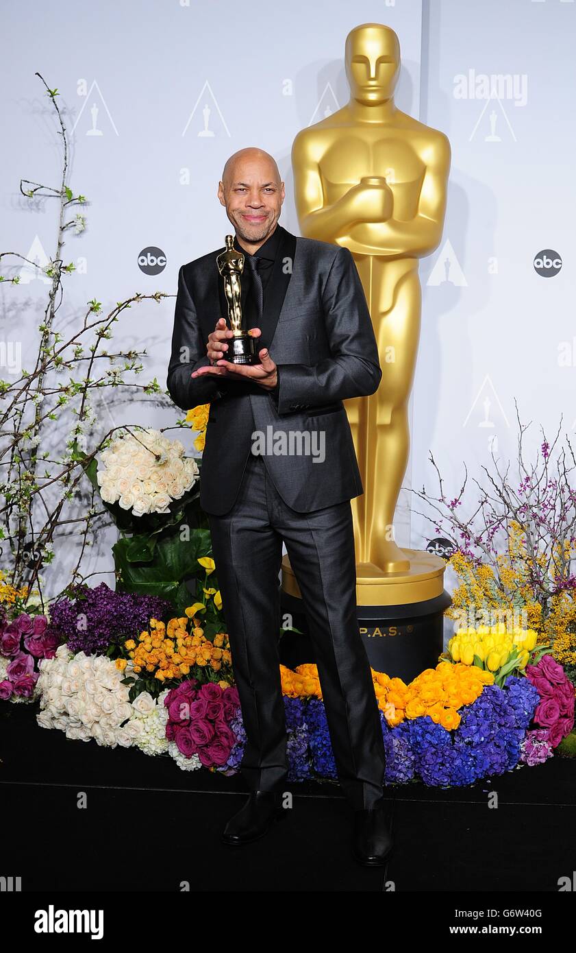 John Ridley John Ridley in the press room with hs award for Best Adapted Screenplay ...