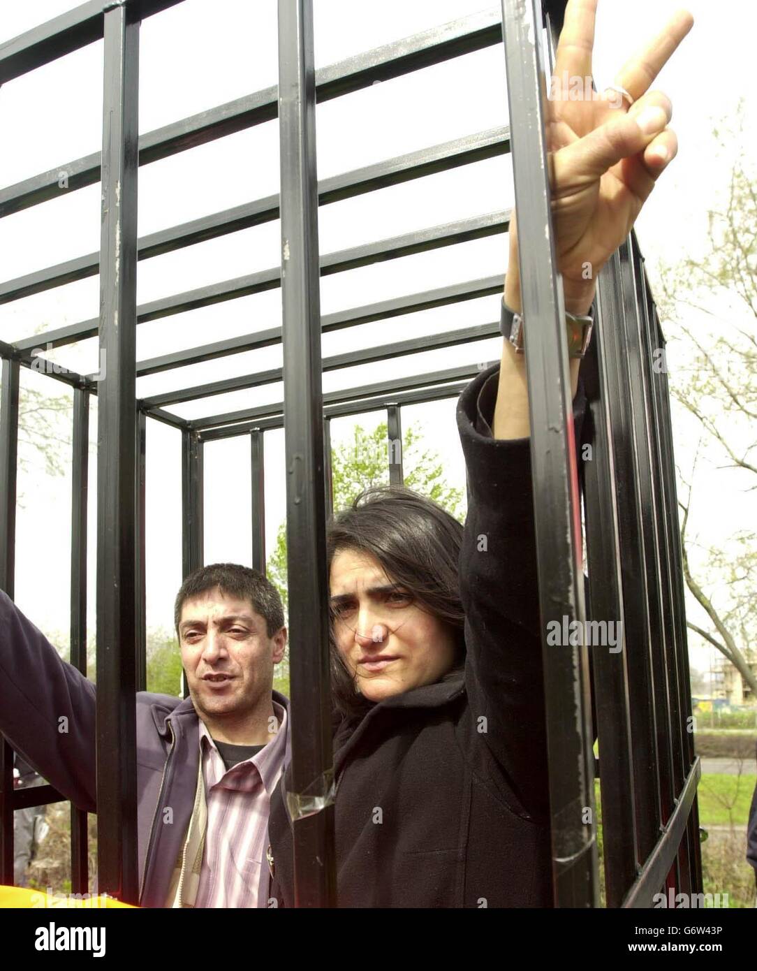 Protesters attending a rally outside Belmarsh high security prison in south east London, campaigning for the release of inmates held without trial under anti-terrorism laws. The demonstration is backed by a number of groups including the Campaign Against Criminalising Communities, the Muslim Parliament of Great Britain, the Green Party of England and Wales, and the Stop the War Coalition. Stock Photo