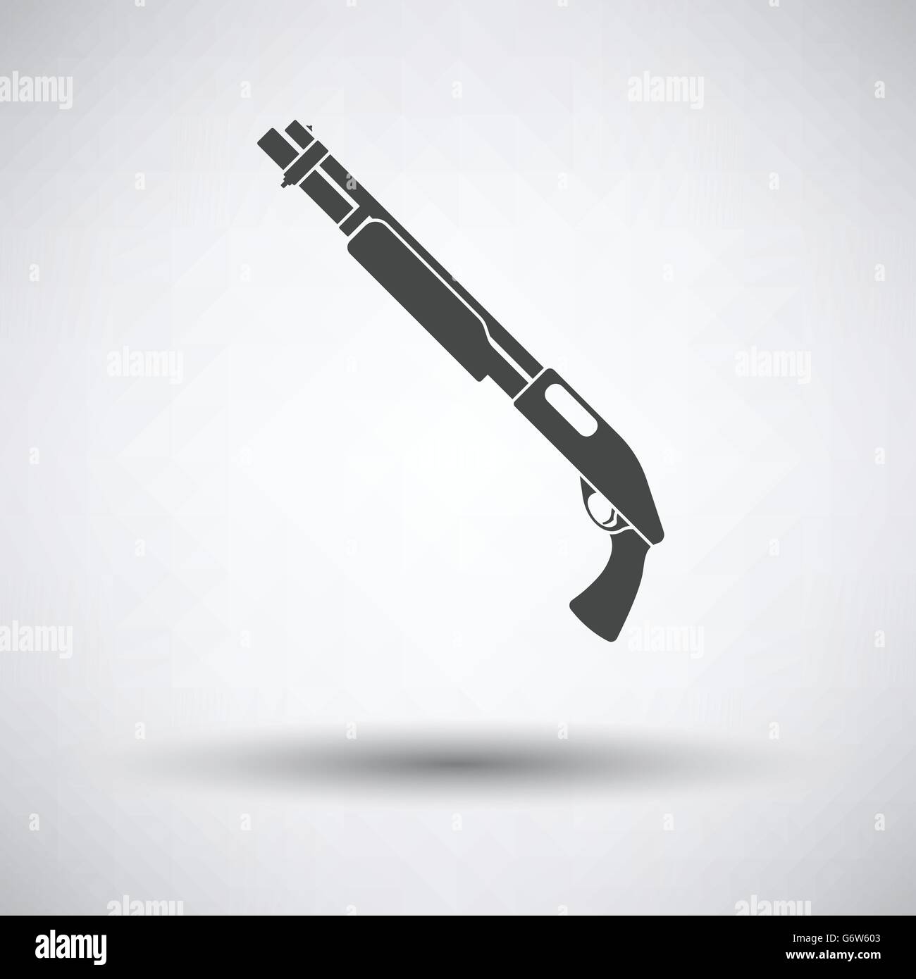 Pump-action shotgun icon on gray background, round shadow. Vector ...