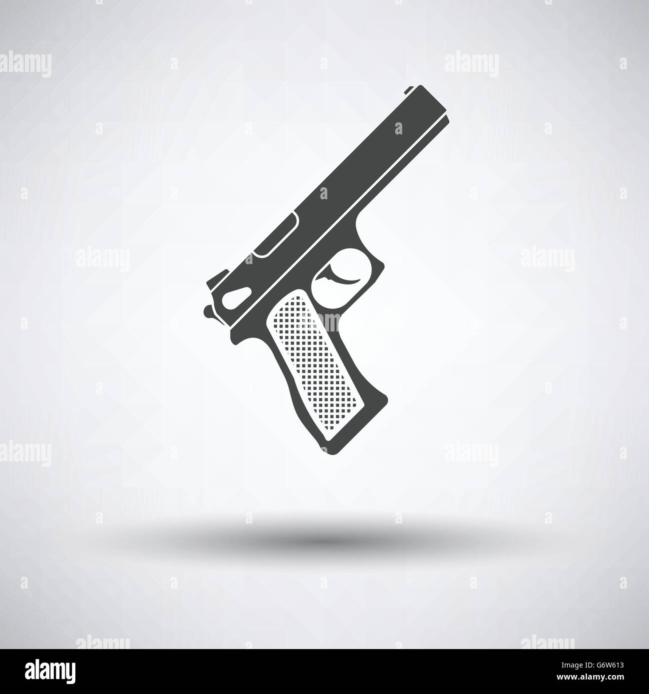 Gun icon on gray background, round shadow. Vector illustration Stock ...