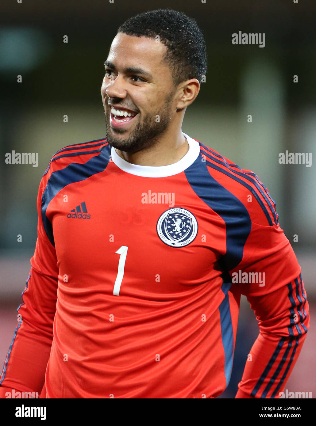 Scotland goalkeeper Jordan Archer during the International Friendly at Tannadice Park Dundee Stock Photo Alamy