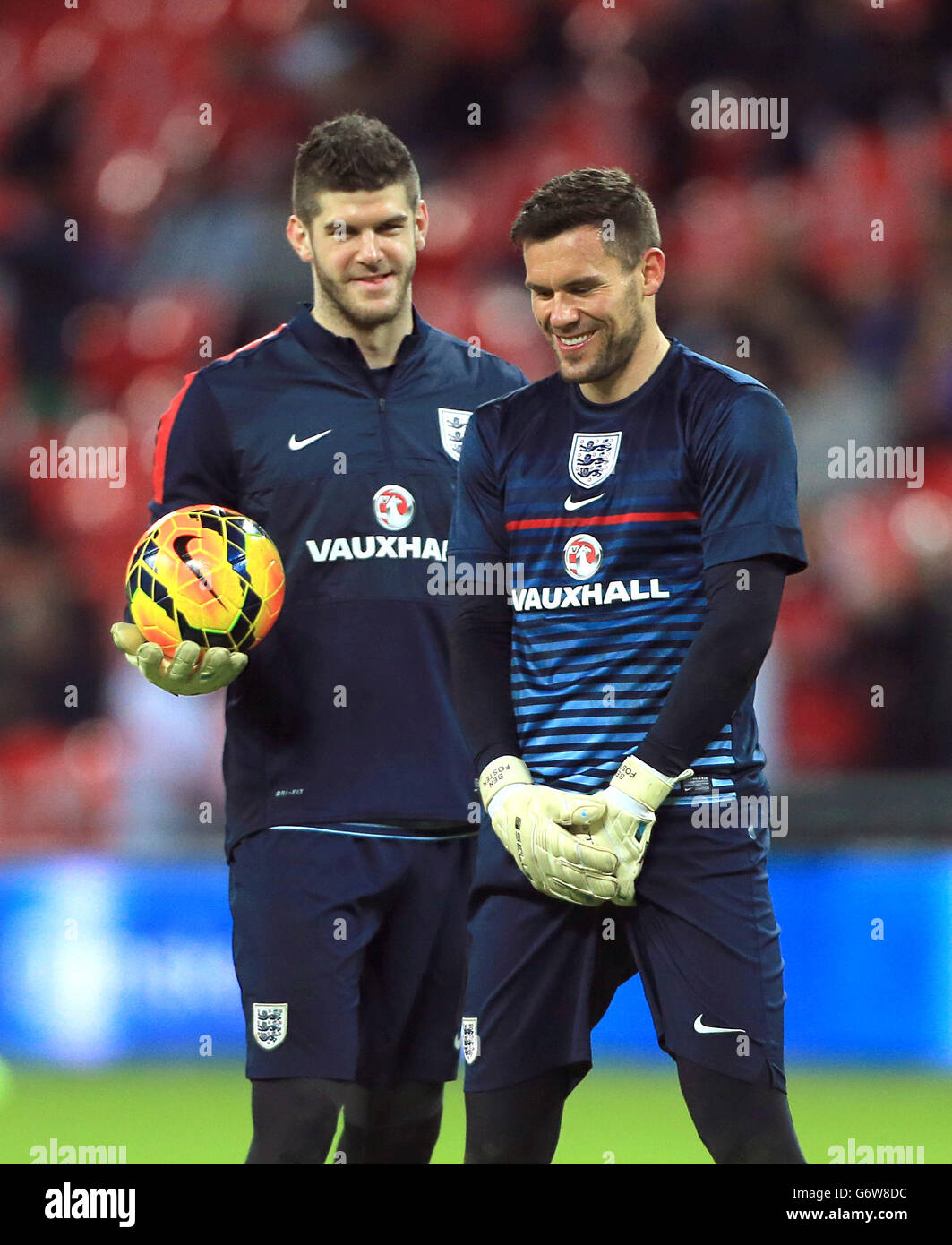Soccer - International Friendly - England v Denmark - Wembley Stadium. England's Ben Foster (right) and Fraser Forster Stock Photo
