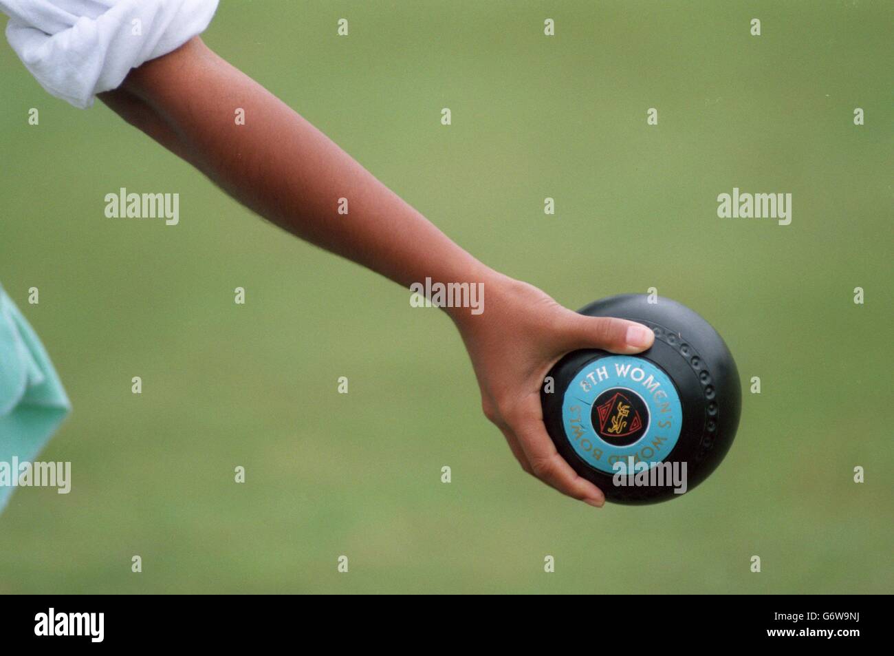 09-AUG-96, Womens World Bowl Championships, A competitor takes aim just before bowling Stock Photo