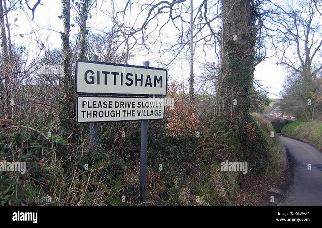 The village of Gittisham in Devon, whose residents have been given up to three months notice by the Combe Estate, owned by Canadian-born Richard Marker. Up to 100 people attended a heated meeting in the village hall last night. Stock Photo