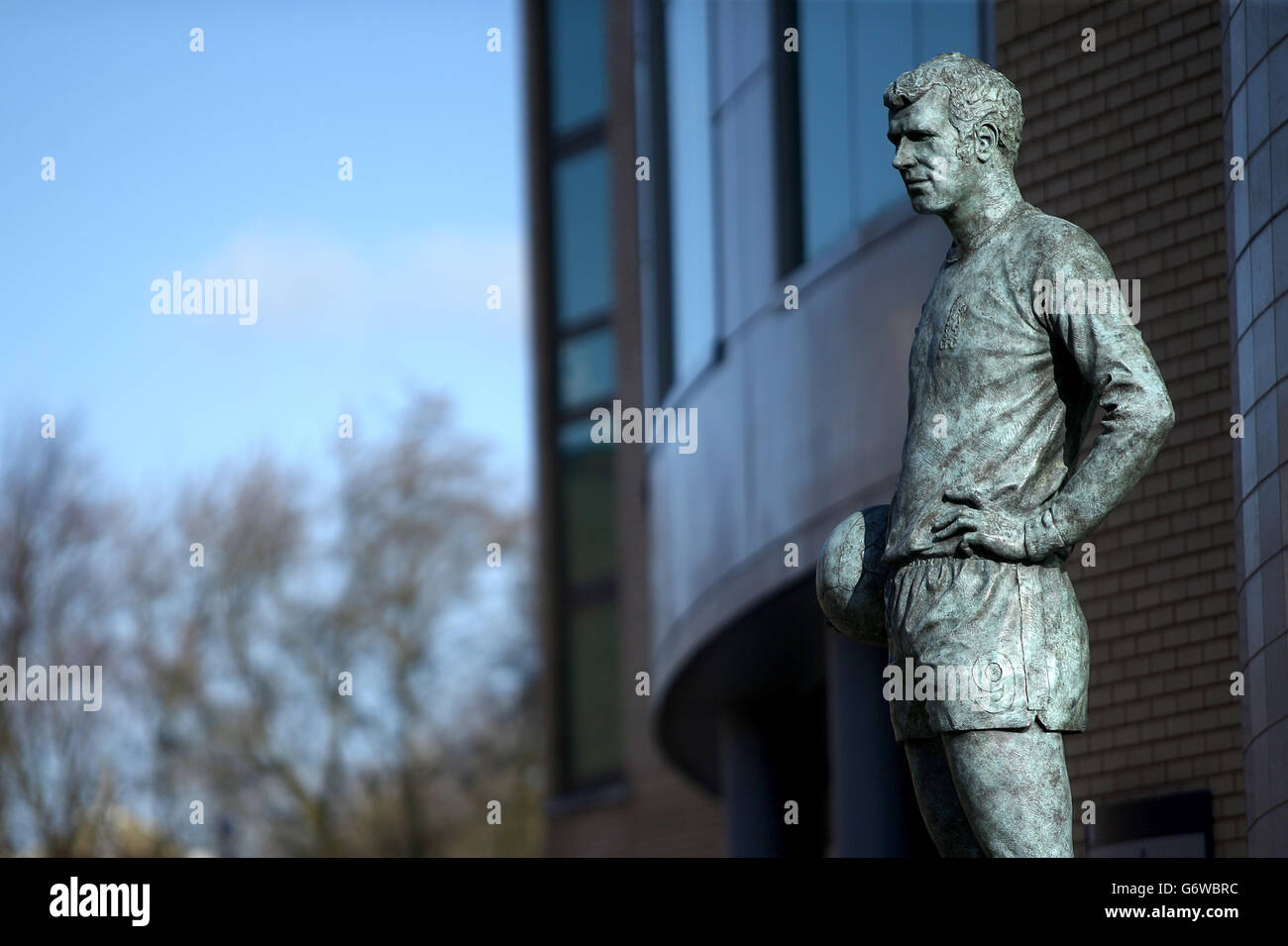 A statue of former player Peter Osgood outside Stamford Bridge Stock Photo