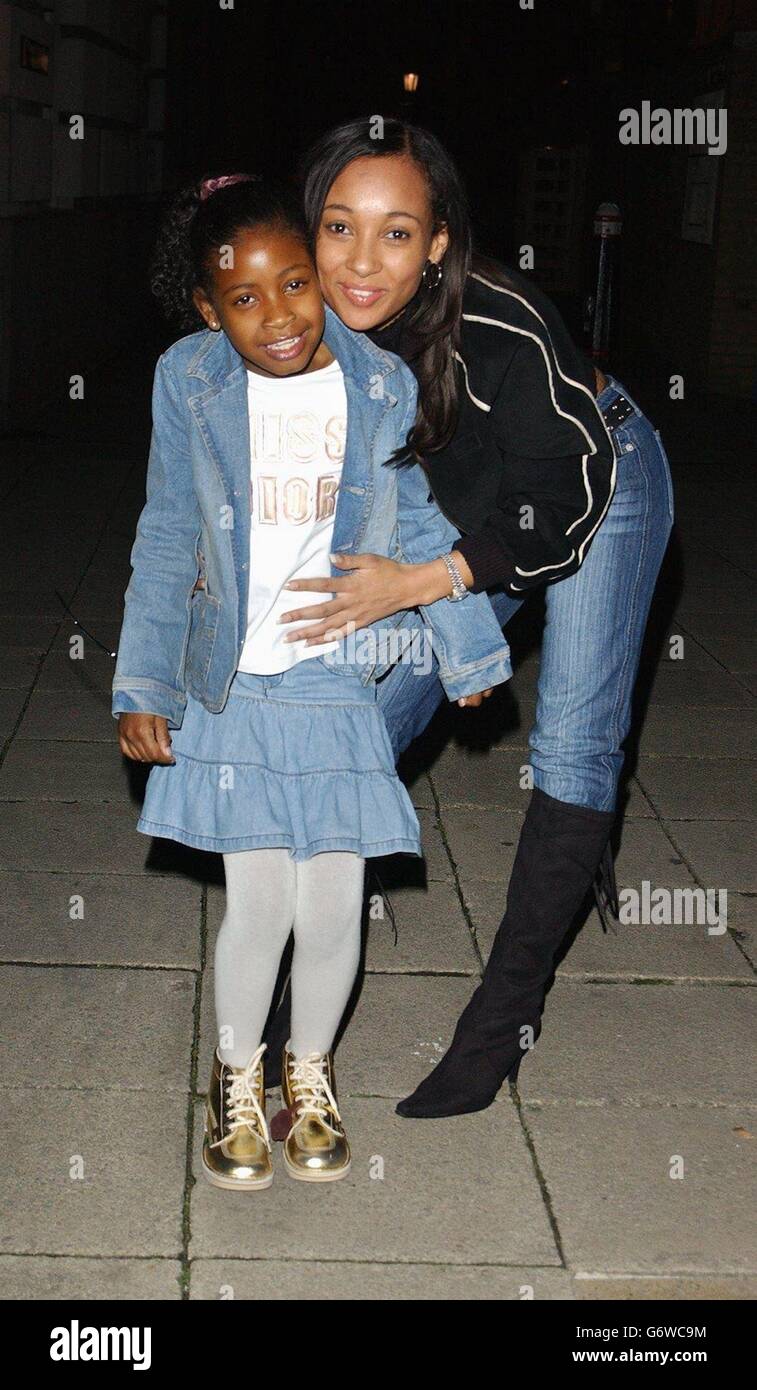 Singer Lisa Maffia and her daughter Chelsea arrive for the catwalk show and party to launch Barbie by Julien MacDonald - the first children's designer collection from Barbie - at The Old Billingsgate Market in east London. Stock Photo