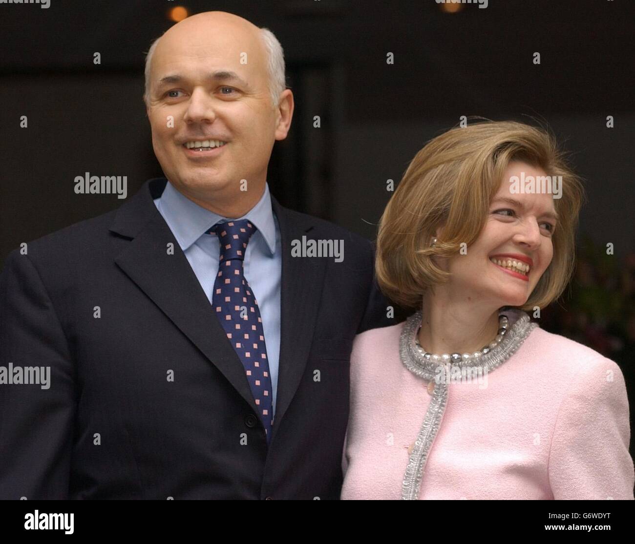 Conservative MP and former leader of the opposition Iain Duncan Smith speaks to the media with his wife Betsy in central London. Mr Duncan Smith has been cleared of wrongdoing over the 'Betsygate' row after the Committee on Standards and Privileges dismissed complaints that he improperly employed his wife as a secretary. Stock Photo
