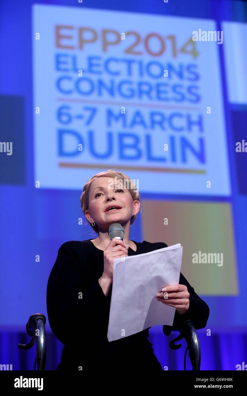 Former Ukrainian Prime Minister Yulia Tymoshenko at the European People's Party Congress in the Convention Centre, Dublin. Stock Photo