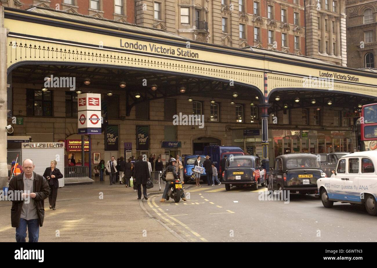 Victoria Station, opened in 1858, serves the Southern Commuter Belt, Kent and the South Coast. Stock Photo