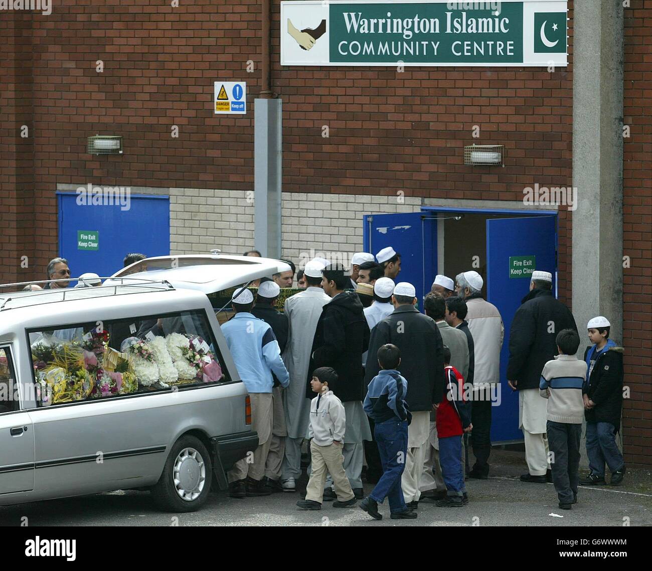 The coffin of Shafika Ahmed arrives at the Warrington Islamic Community Centre in Cheshire. The body of the murdered 17-year-old from Warrington was found dumped in the River Kent at Sedgwick, Cumbria, early in February. Shafilea went missing in September last year after a family holiday to Pakistan, where she drank bleach after being introduced to an arranged marriage suitor. Shafilea's father Iftikhar and mother Farzana are currently on police bail after they were arrested in December on suspicion of kidnap, with both denying any involvement in her death. Stock Photo