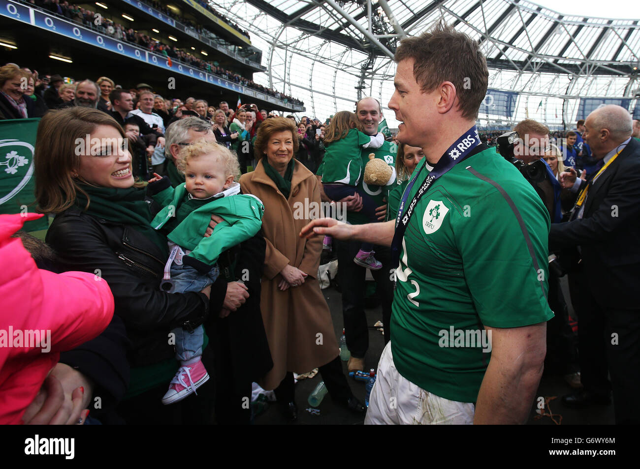 Ireland's Brian O'Driscoll with wife Amy Huberman and daughter Sadie