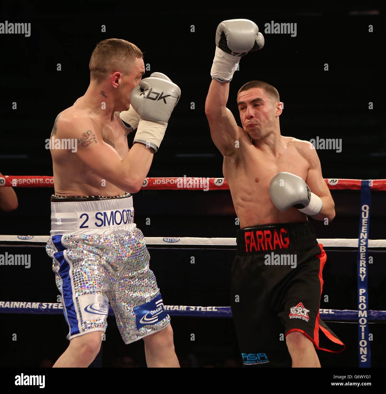 Jason Footh Ryan Farrag (right) misses a punch on Jason Booth in their Bantamweight ...