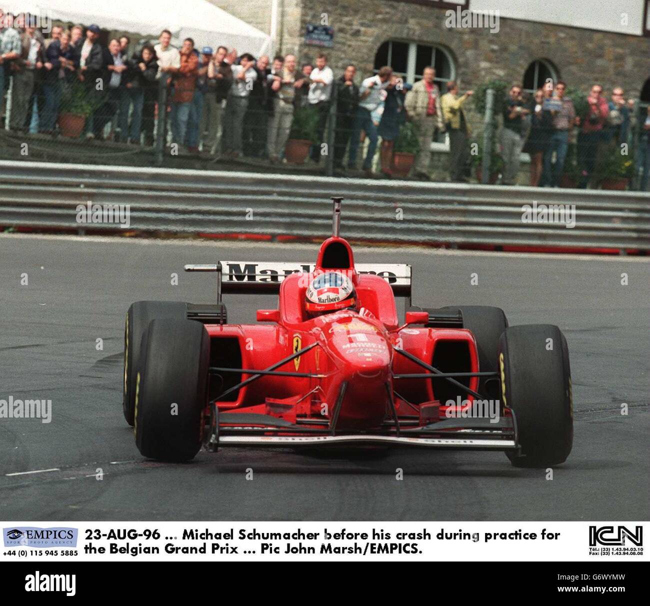 23-AUG-96, Michael Schumacher before his crash during practice for the