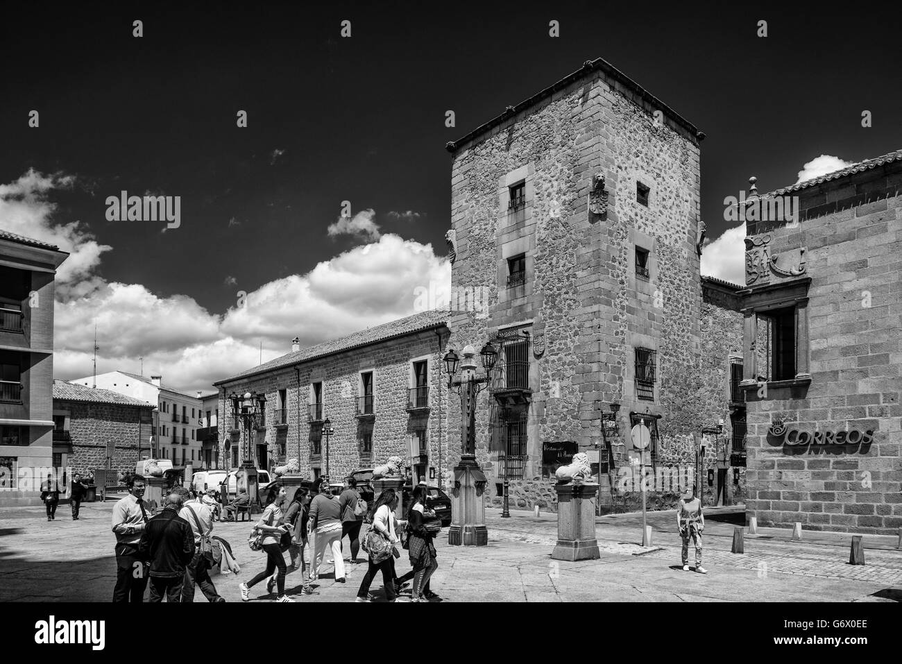 View of Avila city in Castile and Leon, Building office post, Spain