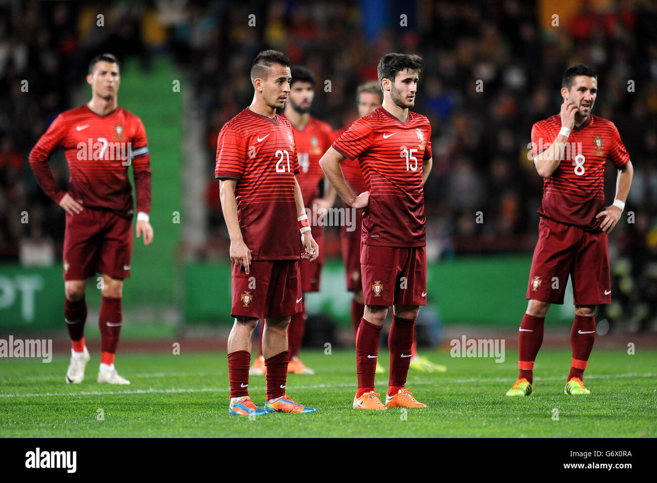 (left to right) Portugal's Cristiano Ronaldo, Joao Pereira, Rafa Silva and Joao Moutinho Stock Photo
