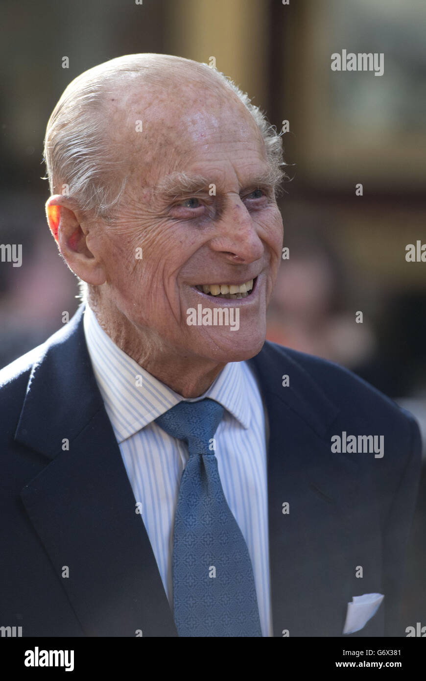 The Duke of Edinburgh during a visit to Royal Holloway, University of London. Stock Photo