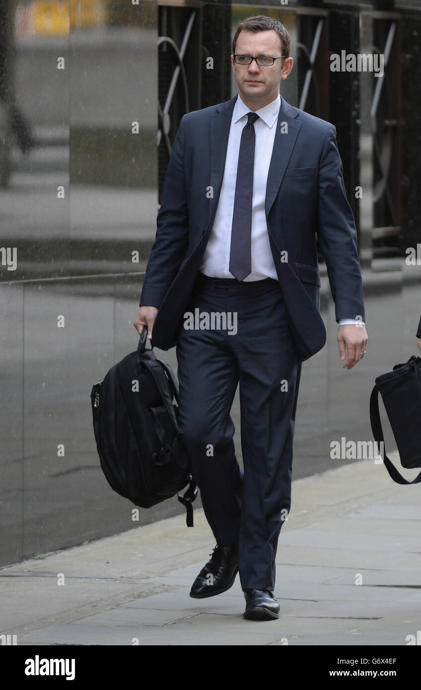 Former News of the World editor Andy Coulson arrives at the Old Bailey in London, as the phone hacking trial continues. Stock Photo