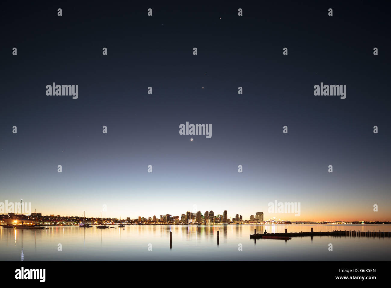 Planets aligned over San Diego Stock Photo