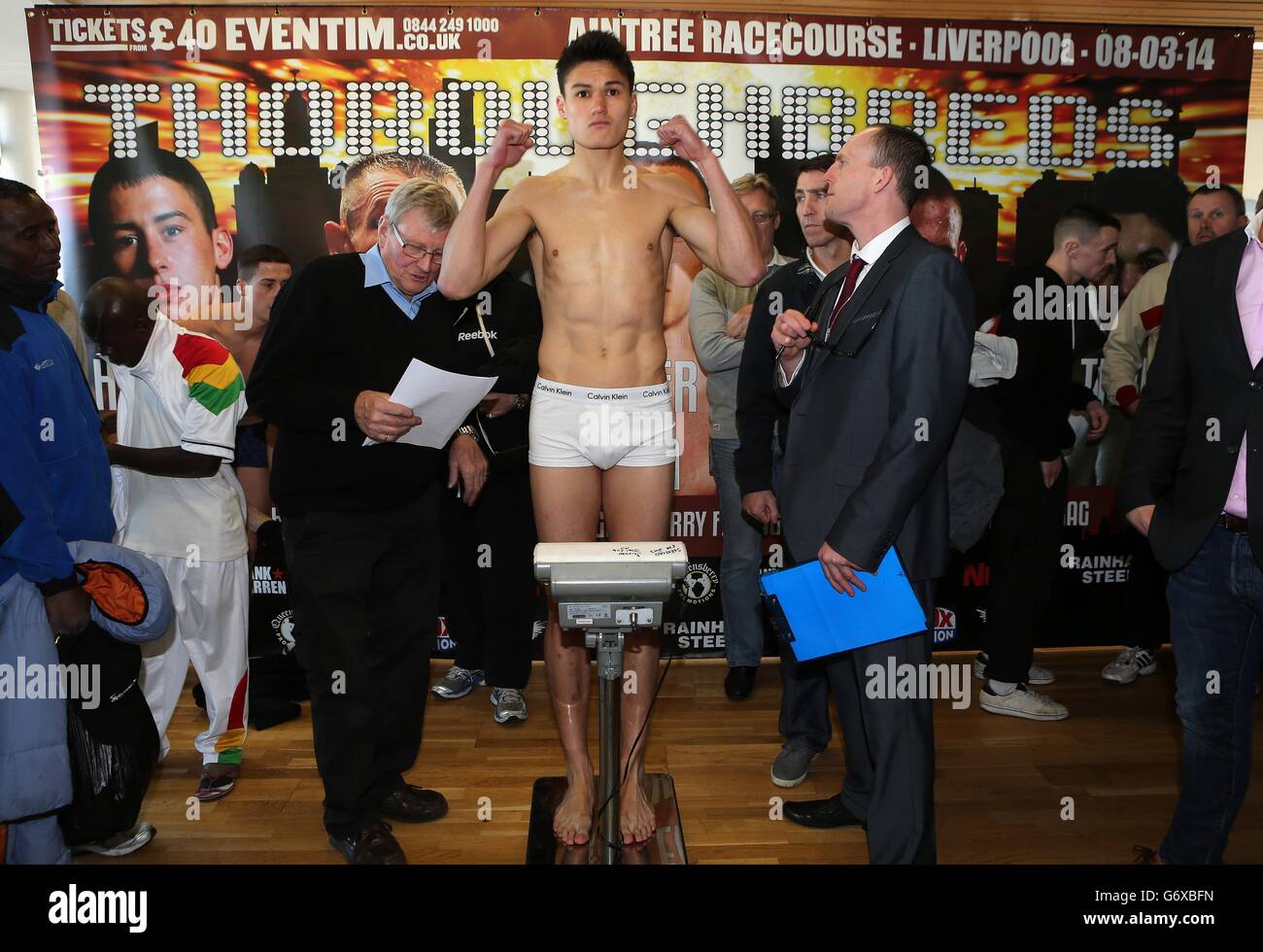 Boxing All Boxers WeighIn Aintree Racecourse Stock Photo