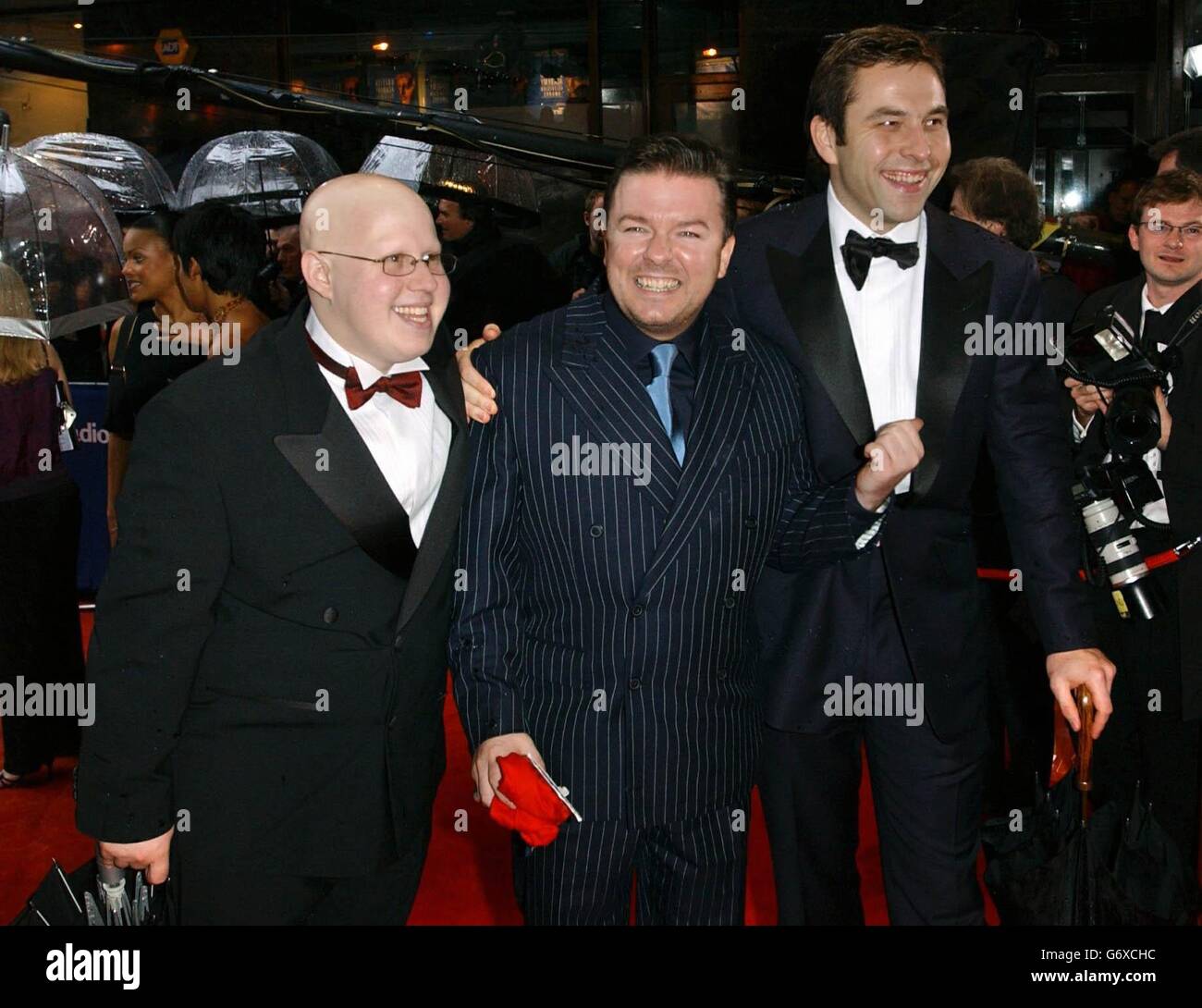 (From left to right) Comedians Matt Lucas, Ricky Gervais and David