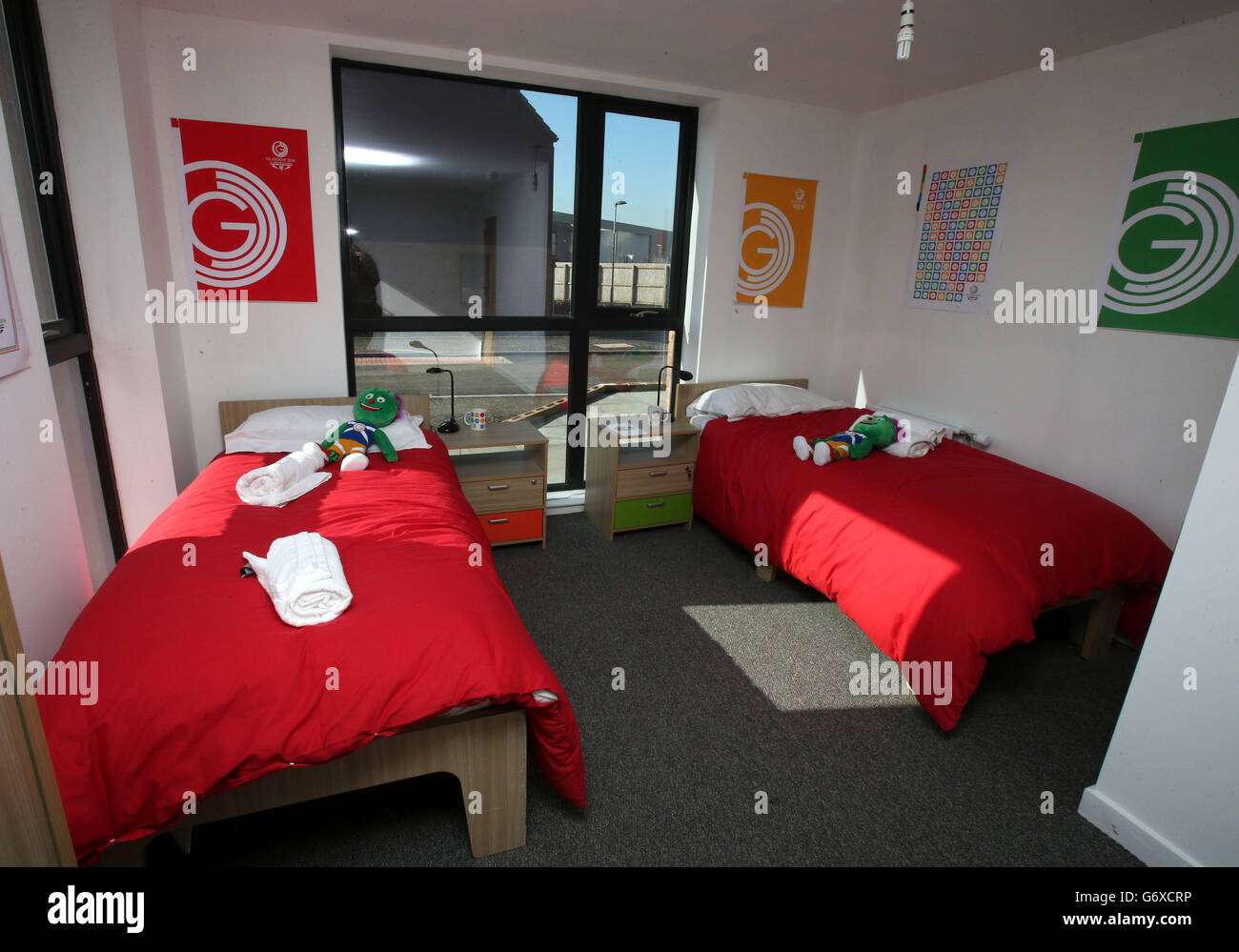 An athletes bedroom in the Athletes Village during the photocall at