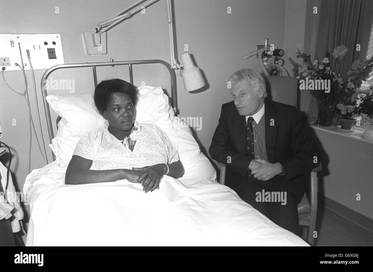 Assistant Chief Constable of West Yorkshire John Domaille at the bedside of Cherry Groce in St Thomas' Hospital, London, who he visited for the first time since she was accidentally shot by police in Brixton, south London 10 days ago. Mr Domaille is investigating the shooting. Stock Photo