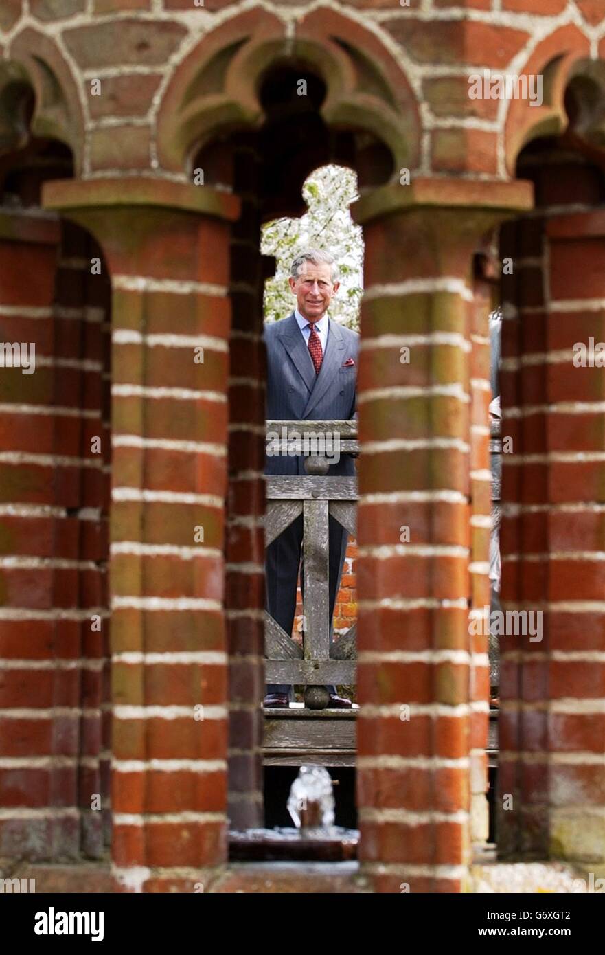The Prince of Wales views a walled garden at Cressing Temple in Essex, during his visit to the 16th Century Cressing Estate. The site comprises of ancient barns and buildings and was restored in 1987 by the county council. The Royal visitor was there in 1991 but returns today to see extra work including the development of a Tudor garden. Stock Photo