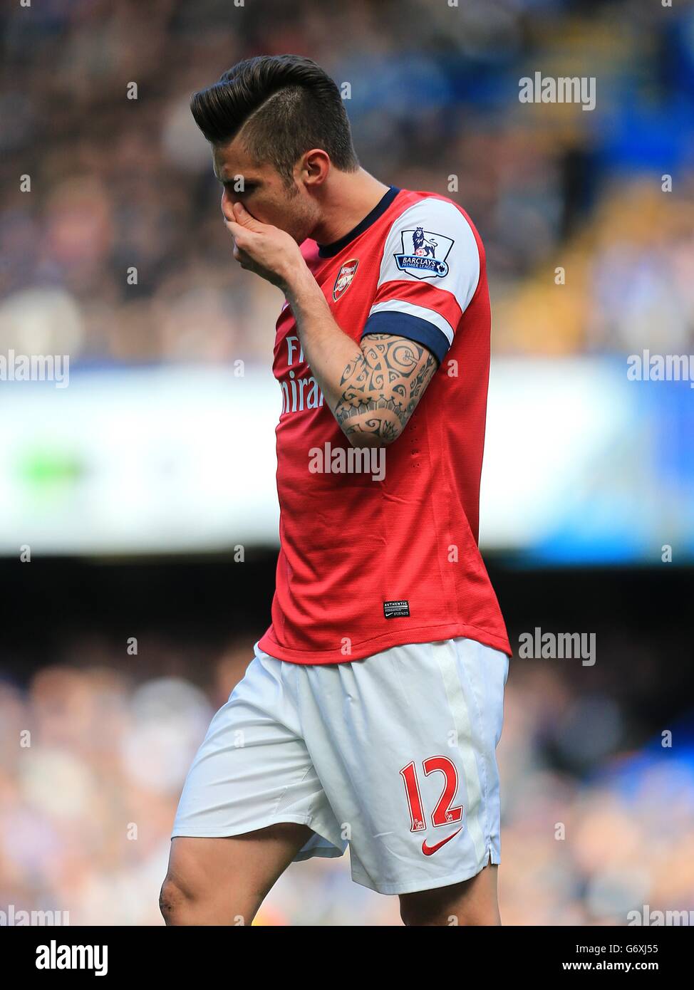 Soccer - Barclays Premier League - Chelsea v Arsenal - Stamford Bridge. Arsenal's Olivier Giroud appears dejected Stock Photo