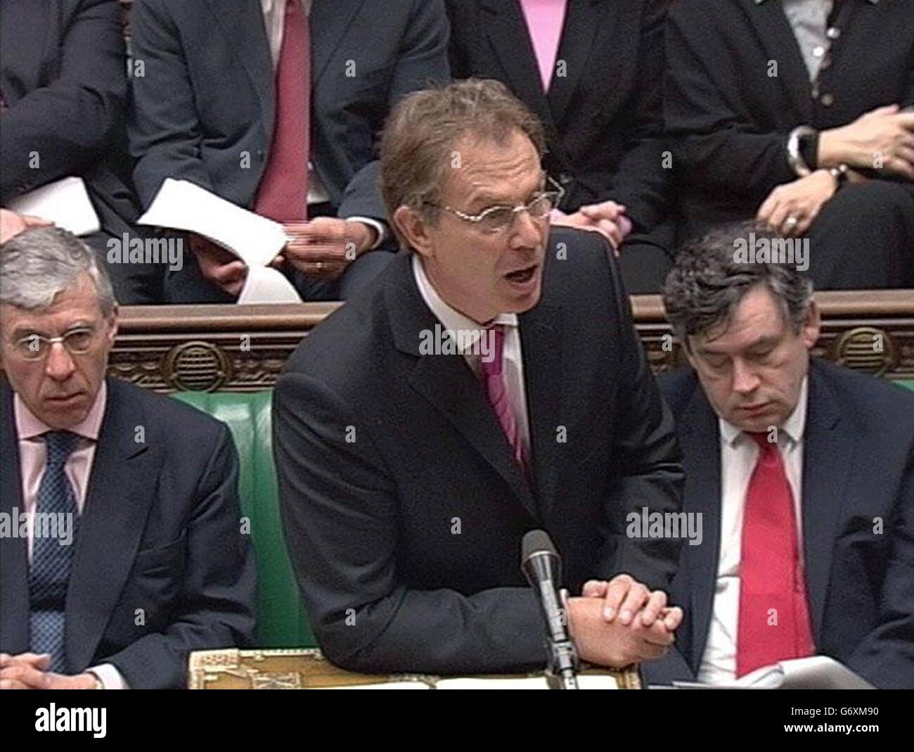 British Prime Minister Tony Blair speaking in the House of Commons. Mr