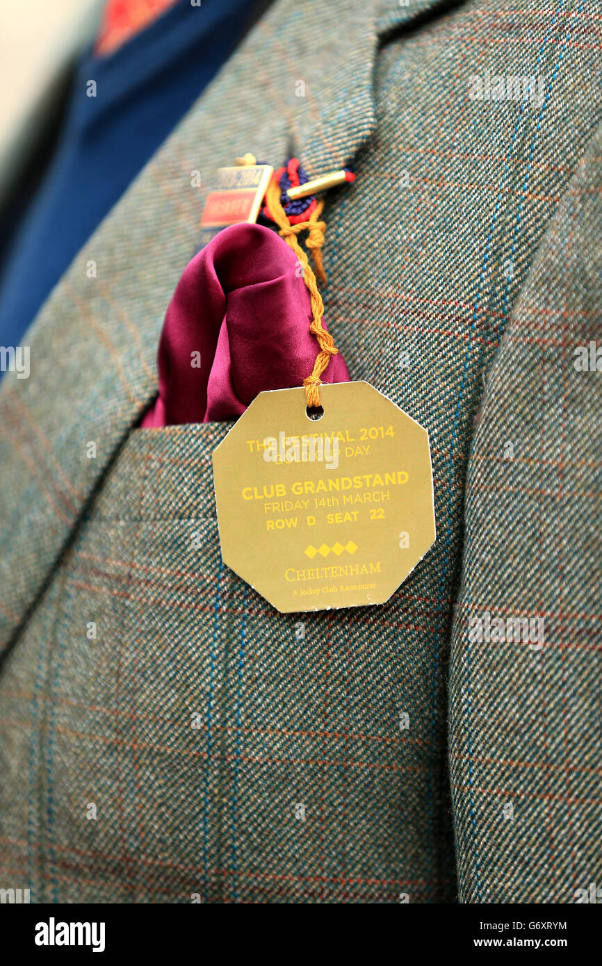 Detail of a racegoers pass for the Club Granstand on Gold Cup Day at Cheltenham Racecourse Stock Photo