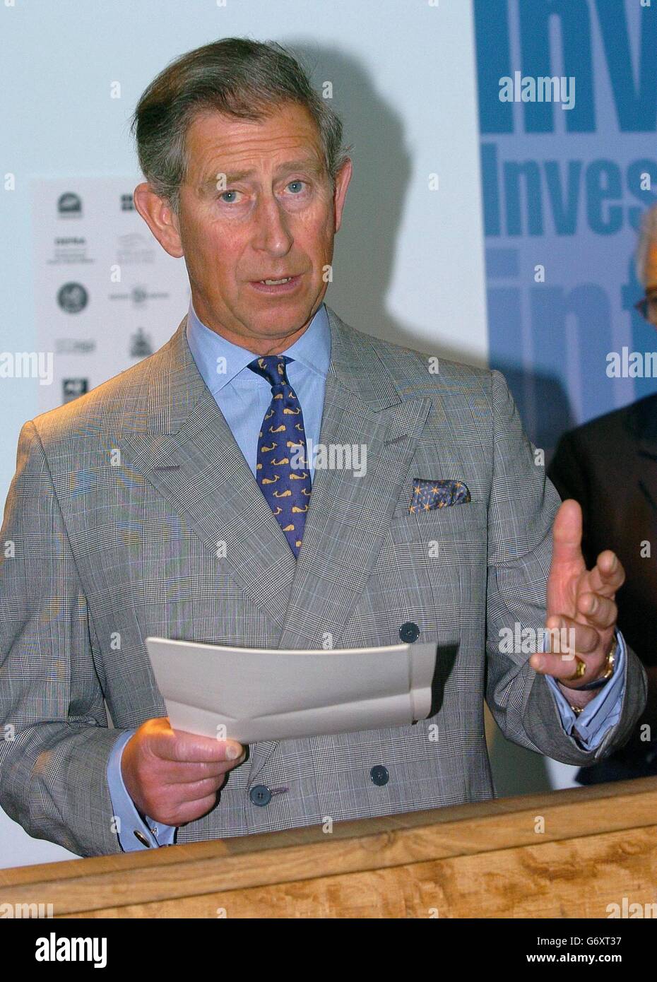 The Prince of Wales speaking during his visit to the National Marine Aquarium in Plymouth, where he met stakeholders involved in the Invest In Fish South West project. His next stop will be Riverford Farm in Buckfastleigh, south Devon, home to an organic food business, Riverford Organic Vegetables. Stock Photo