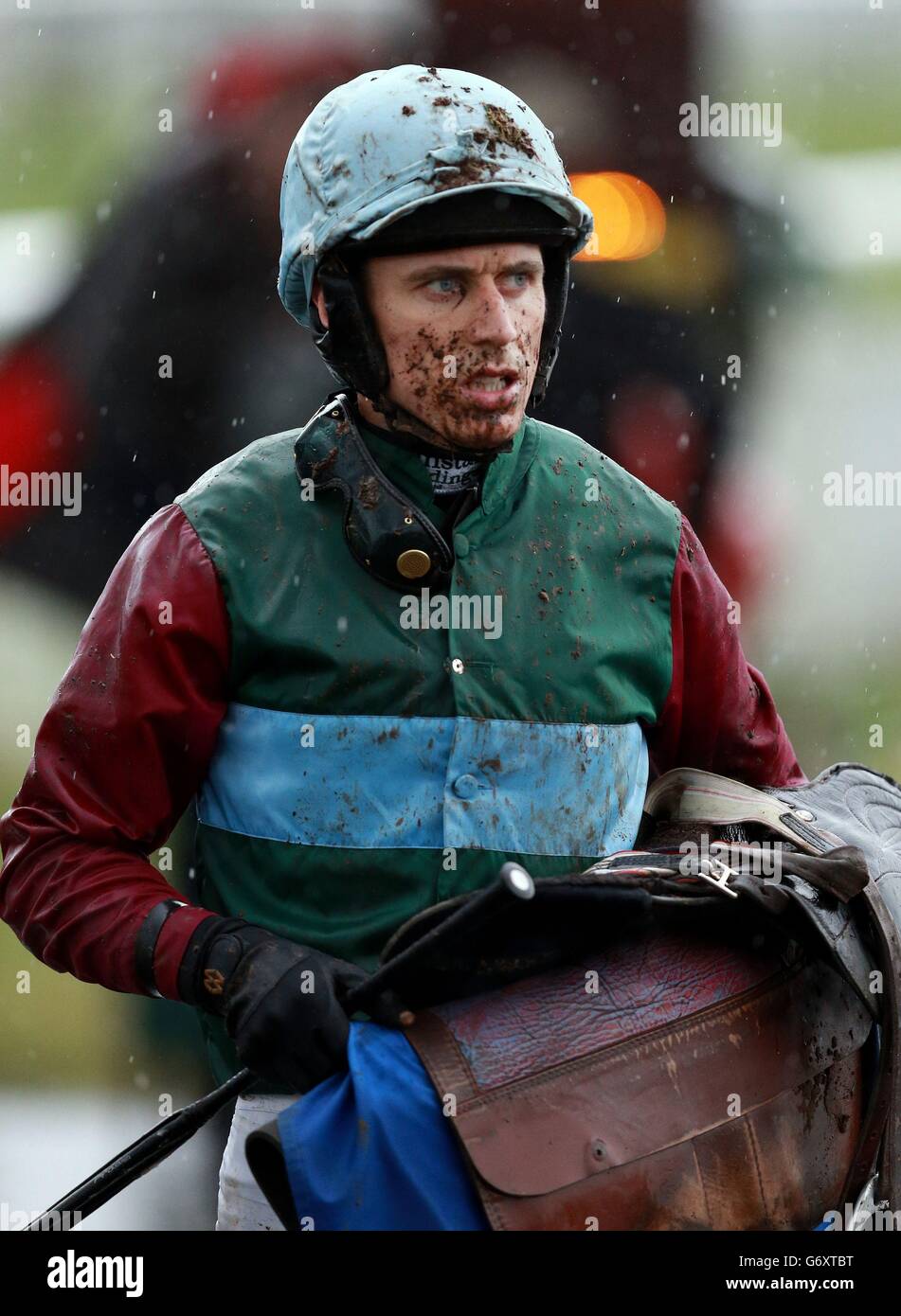 Jockey Paddy Brennan after the Wye Valley Brewery Handicap Chase at Ludlow Racecourse. Stock Photo
