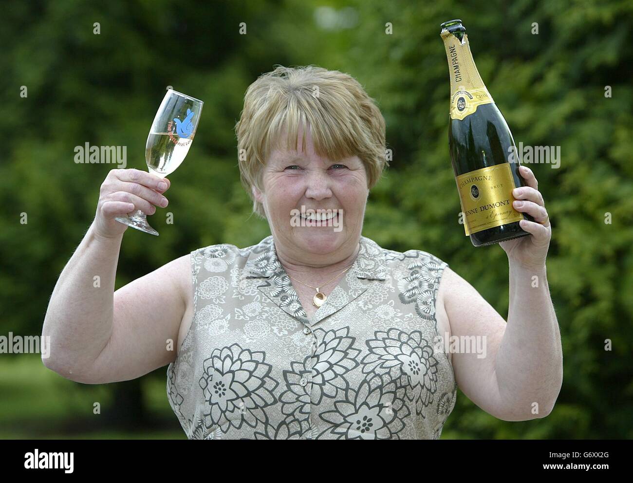 Eileen Williams celebrates her 2.3 million National Lottery win at The