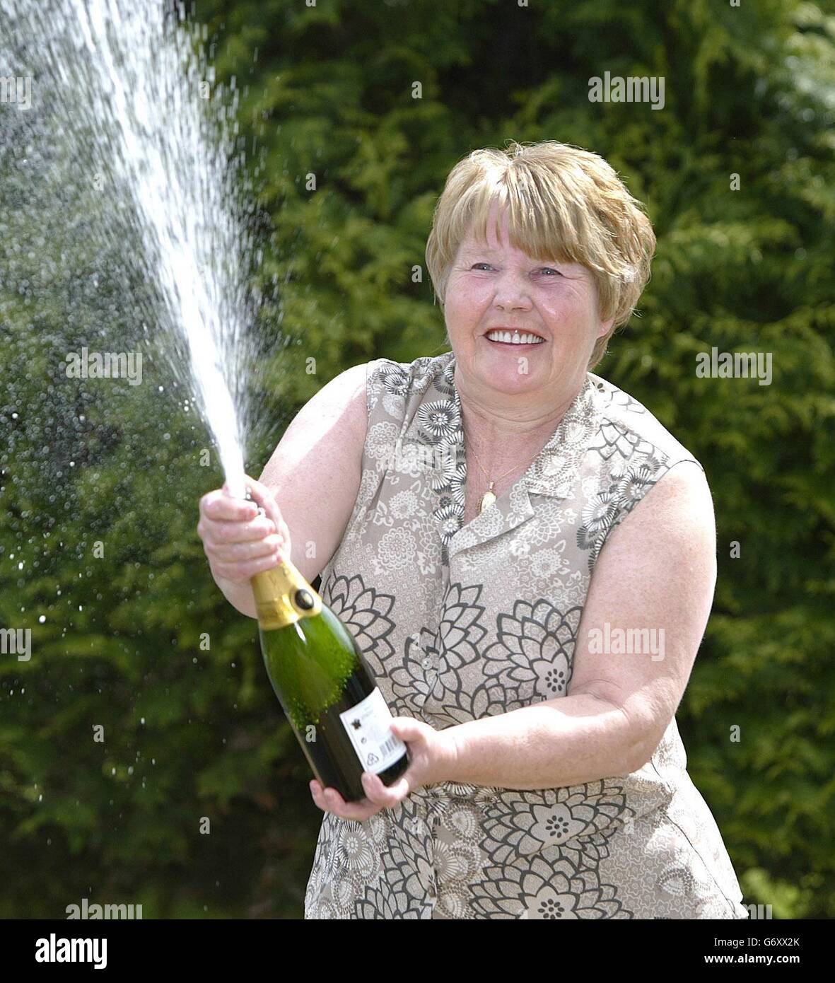 Eileen Williams celebrates winning lottery Stock Photo - Alamy