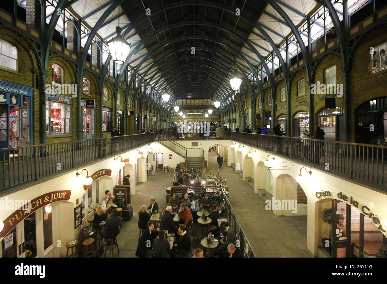 Stock night view of Covent Garden's South Hall. Stock Photo