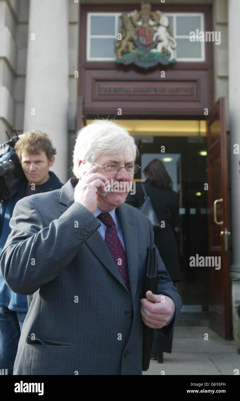 Michael Gallagher, whose son Aiden was killed in the Real IRA Omagh bombing, outside Belfast's High Court after a preliminary hearing of a civil action against the suspects. Mr Gallagher said outside court, 'After a three-year battle, we are now at court and on the way to a trial'. Stock Photo