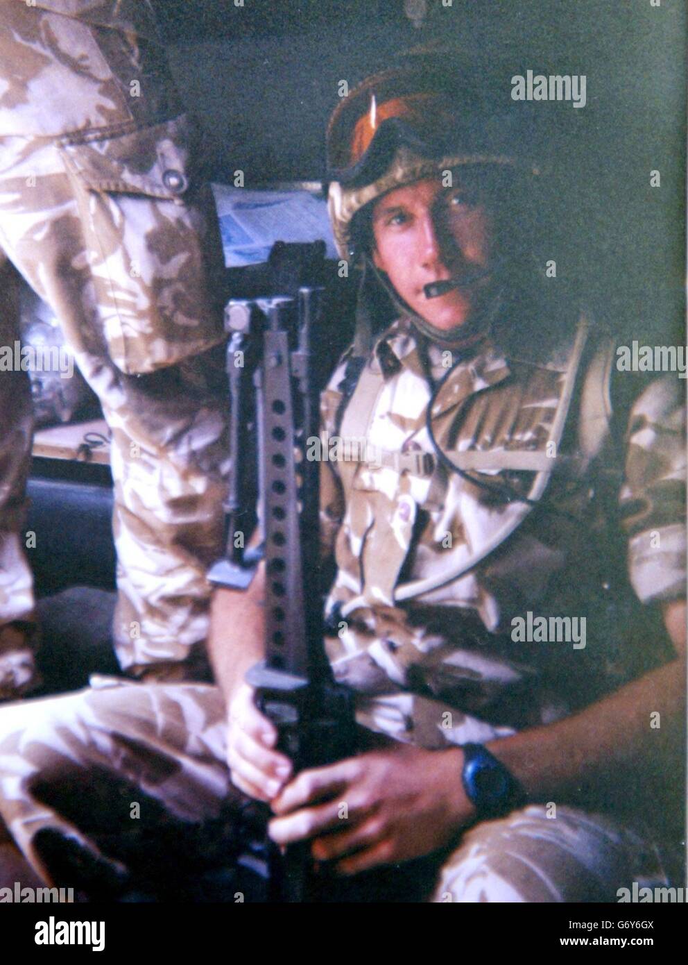 Kingsman Michael Davison, 22, from Liverpool, of the King's and Cheshire Territorial Army Regiment whilst serving in Iraq, who was awarded the Military Cross. The builder - who is the first part-time soldier to be awarded the Military Cross since the Second World War - received the award for the outstanding bravery he displayed on his first operational tour of duty in Iraq last summer, where he rescued his wounded platoon commander, under heavy fire. Stock Photo