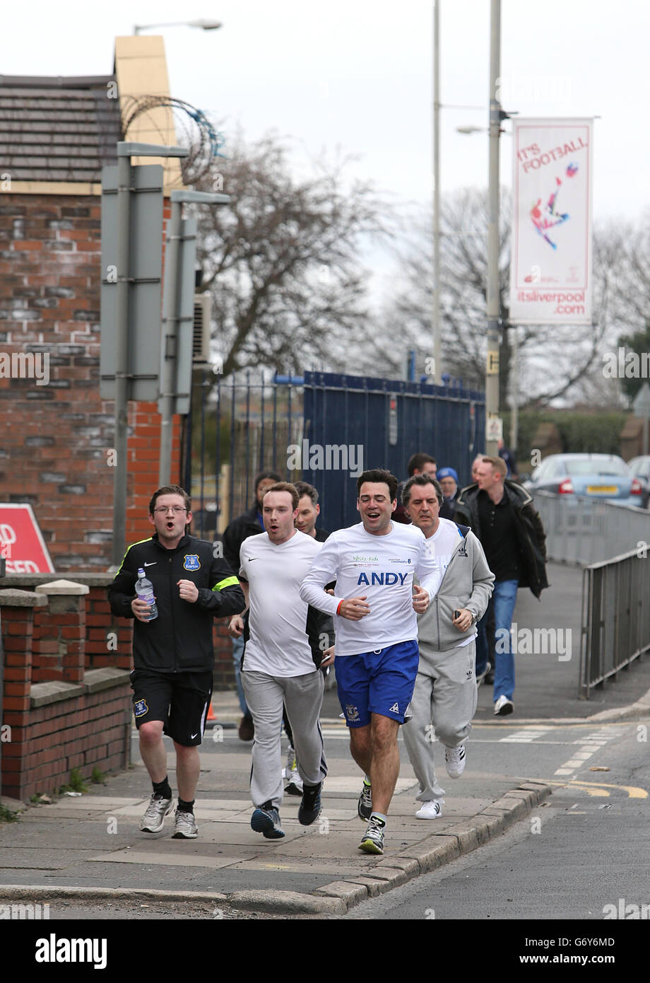 Andy Burnham MP Running From His Home In Leigh To Goodison Park As andy-burnham-mp-running-from-his-home-in-leigh-to-goodison-park-as