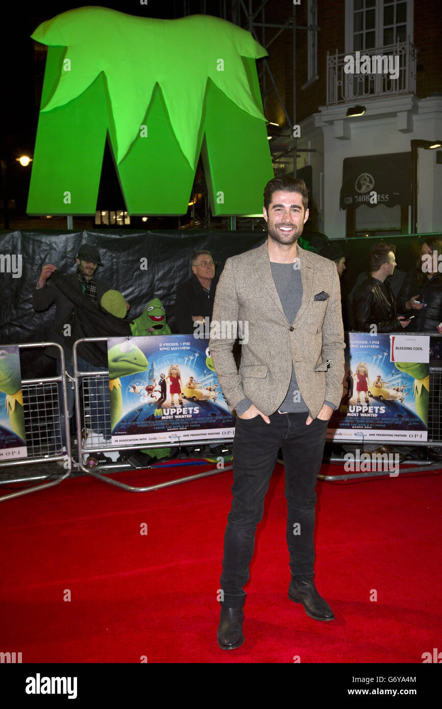 Matt Johnson arriving at the celebrity screening of Muppets Most Wanted at the Curzon Mayfair in central London. Stock Photo