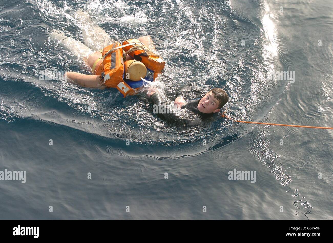 Rescue drill on the HMS Grafton Stock Photo