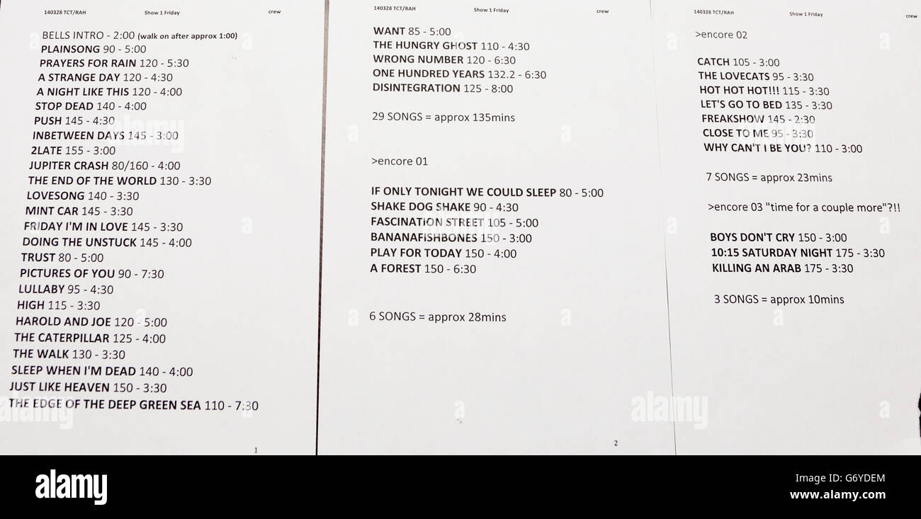 Set list hi-res stock photography and images - Alamy