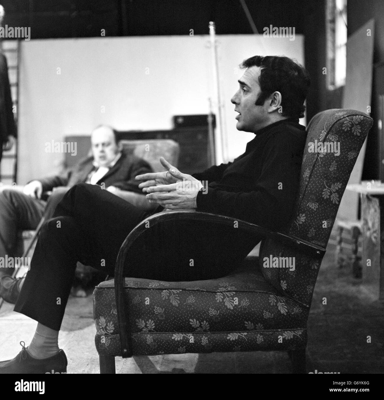 Playwright Harold Pinter will make one of his rare appearances as an actor when he takes a leading role in his own play 'The Homecoming', which begins at the Palace Theatre, Watford, Hertfordshire. He is seen here at rehearsal. Stock Photo
